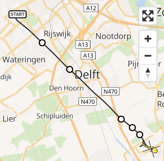 Vlucht Traumahelikopter PH-UMC van Den Haag naar Rotterdam The Hague Airport op zaterdag 4 mei 2024 15:56