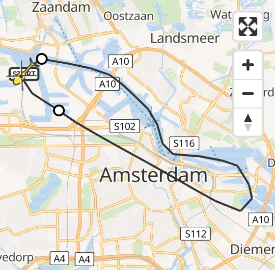 Vlucht Traumahelikopter PH-TTR van Amsterdam Heliport naar Amsterdam Heliport op zondag 5 mei 2024 10:46