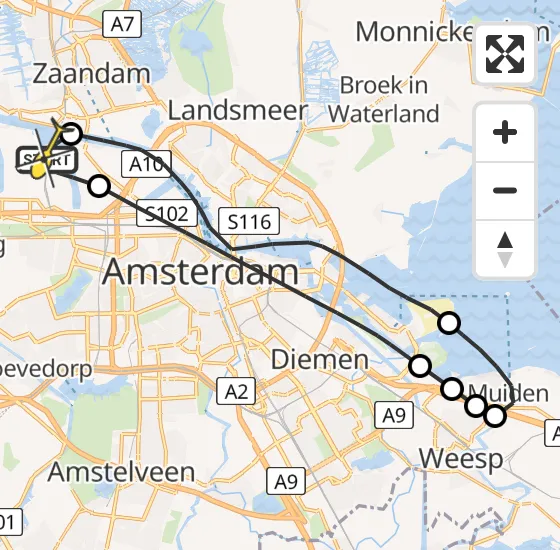 Vlucht Traumahelikopter PH-TTR van Amsterdam Heliport naar Amsterdam Heliport op zondag 5 mei 2024 11:57