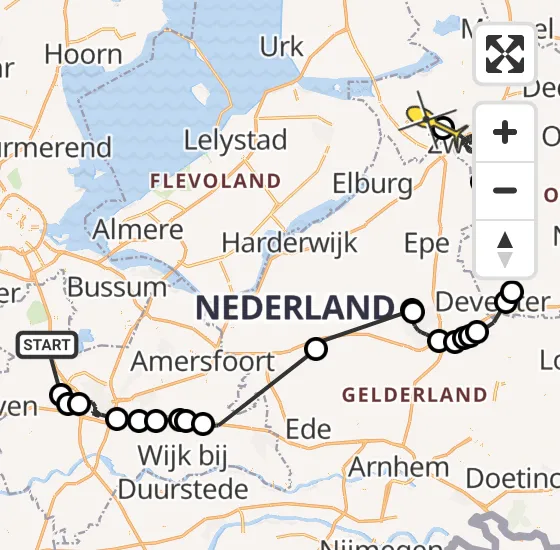 Vlucht Politiehelikopter PH-PXE van Nieuwer Ter Aa naar 's-Heerenbroek op zondag 5 mei 2024 13:50