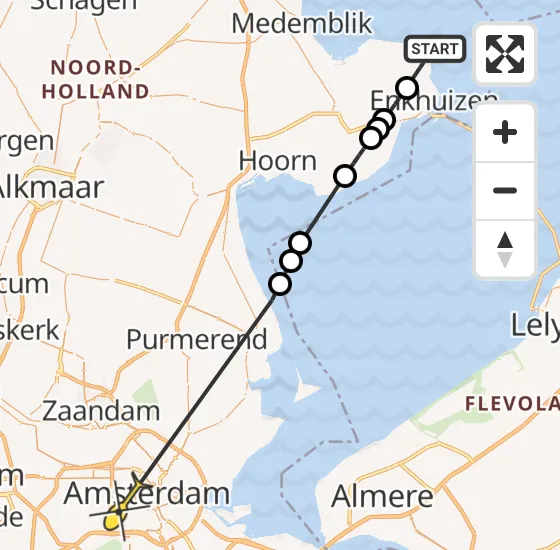Vlucht Politiehelikopter PH-PXZ van Enkhuizen naar Amsterdam op zondag 5 mei 2024 18:48