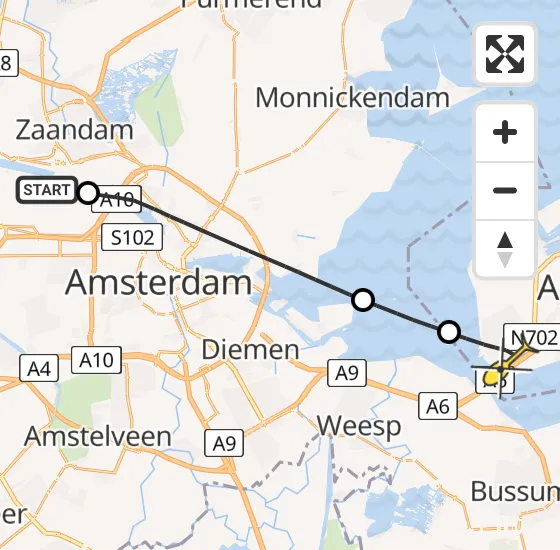 Vlucht Traumahelikopter PH-TTR van Amsterdam Heliport naar Almere op maandag 6 mei 2024 4:48