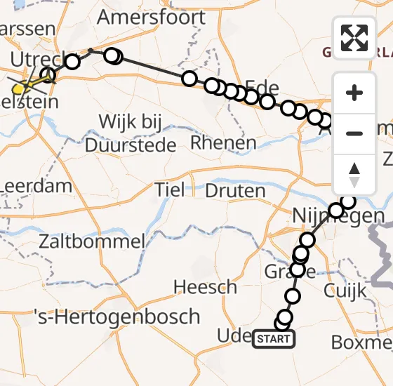 Vlucht Politiehelikopter PH-PXE van Vliegbasis Volkel naar Nieuwegein op maandag 6 mei 2024 7:56