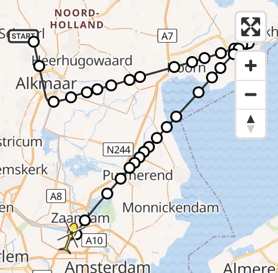 Vlucht Traumahelikopter PH-TTR van Schoorl naar Amsterdam Heliport op maandag 6 mei 2024 7:57