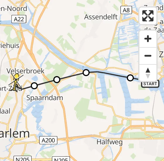 Vlucht Traumahelikopter PH-TTR van Amsterdam Heliport naar Haarlem op dinsdag 7 mei 2024 11:08