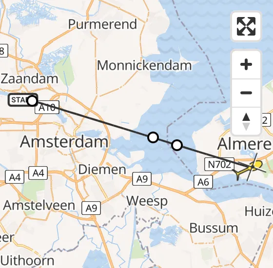 Vlucht Traumahelikopter PH-TTR van Amsterdam Heliport naar Almere op dinsdag 7 mei 2024 13:53