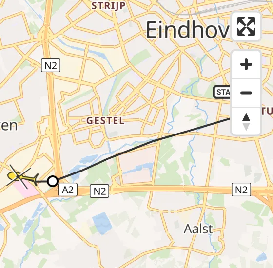Vlucht Traumahelikopter PH-LLN van Eindhoven naar Veldhoven op dinsdag 7 mei 2024 15:36