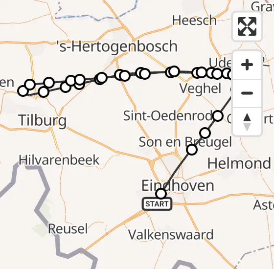 Vlucht Traumahelikopter PH-LLN van Veldhoven naar Vliegbasis Volkel op dinsdag 7 mei 2024 16:08