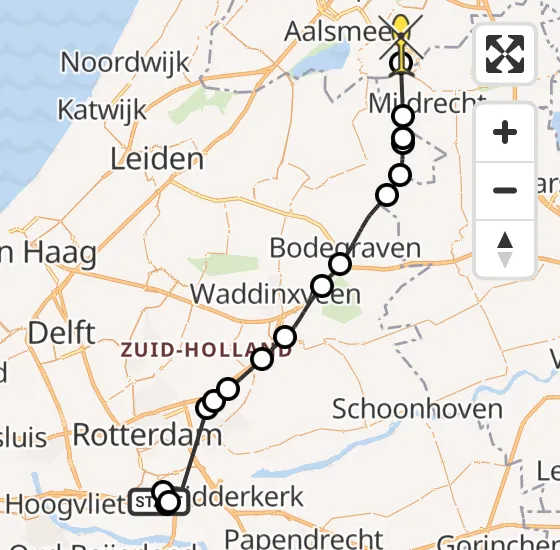 Vlucht Politiehelikopter PH-PXE van Rotterdam naar Amstelveen op woensdag 8 mei 2024 16:08