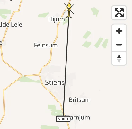 Vlucht Ambulancehelikopter PH-OOP van Koarnjum naar Hallum op donderdag 9 mei 2024 6:43
