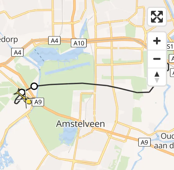 Vlucht Politiehelikopter PH-PXX van Amsterdam naar Schiphol op donderdag 9 mei 2024 10:17