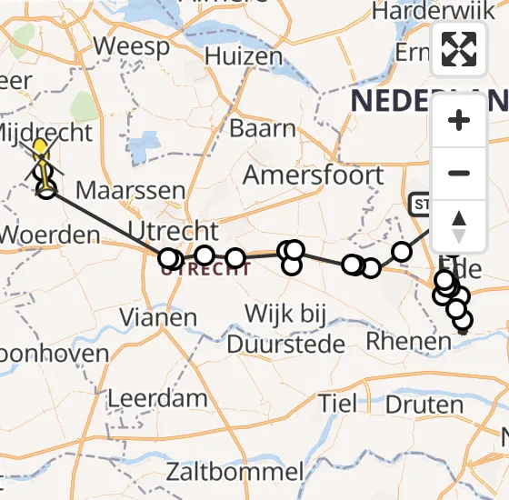 Vlucht Politiehelikopter PH-PXE van Lunteren naar Woerdense Verlaat op donderdag 9 mei 2024 14:25