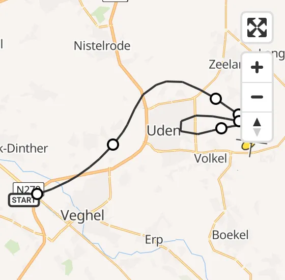 Vlucht Traumahelikopter PH-LLN van Schijndel naar Vliegbasis Volkel op donderdag 9 mei 2024 16:04