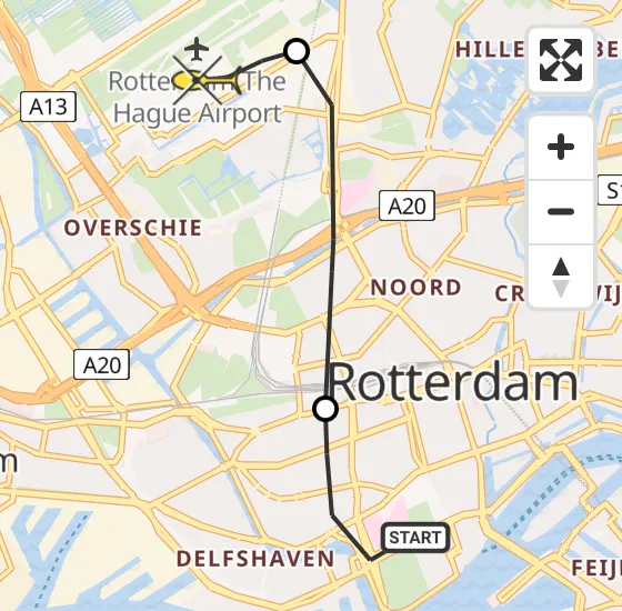 Vlucht Traumahelikopter PH-UMC van Erasmus MC naar Rotterdam The Hague Airport op donderdag 9 mei 2024 16:15