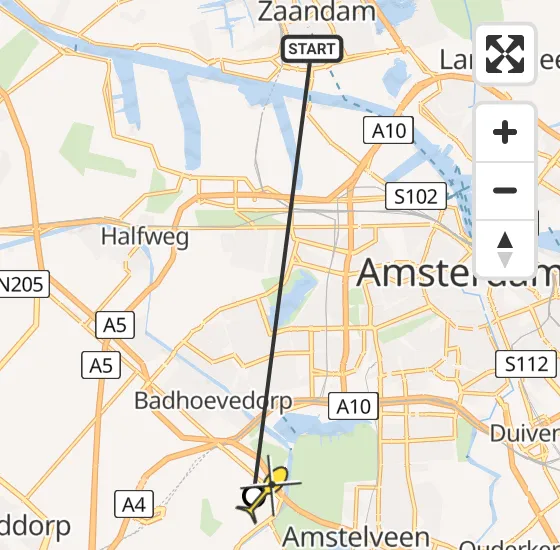 Vlucht Politiehelikopter PH-PXC van Zaandam naar Schiphol op vrijdag 10 mei 2024 1:55