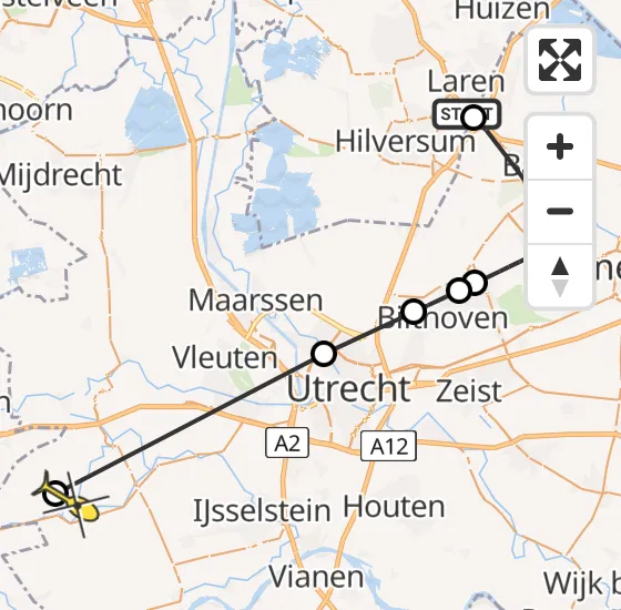 Vlucht Politiehelikopter PH-PXE van Laren naar Oudewater op vrijdag 10 mei 2024 19:21