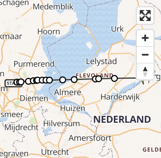 Vlucht Traumahelikopter PH-TTR van Amsterdam Heliport naar Elburg op vrijdag 10 mei 2024 21:38