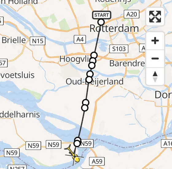 Vlucht Traumahelikopter PH-UMC van Rotterdam The Hague Airport naar Ooltgensplaat op zaterdag 11 mei 2024 5:41