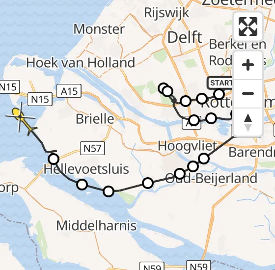 Vlucht Politiehelikopter PH-PXA van Rotterdam The Hague Airport naar Rockanje op zaterdag 11 mei 2024 13:00