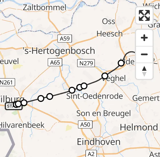 Vlucht Traumahelikopter PH-LLN van Tilburg naar Vliegbasis Volkel op zaterdag 11 mei 2024 13:03