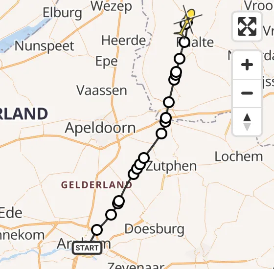 Vlucht Traumahelikopter PH-LLN van Arnhem naar Raalte op zaterdag 11 mei 2024 16:44