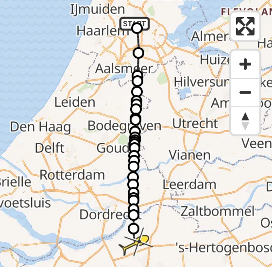 Vlucht Traumahelikopter PH-TTR van Amsterdam Heliport naar Drimmelen op zaterdag 11 mei 2024 18:15
