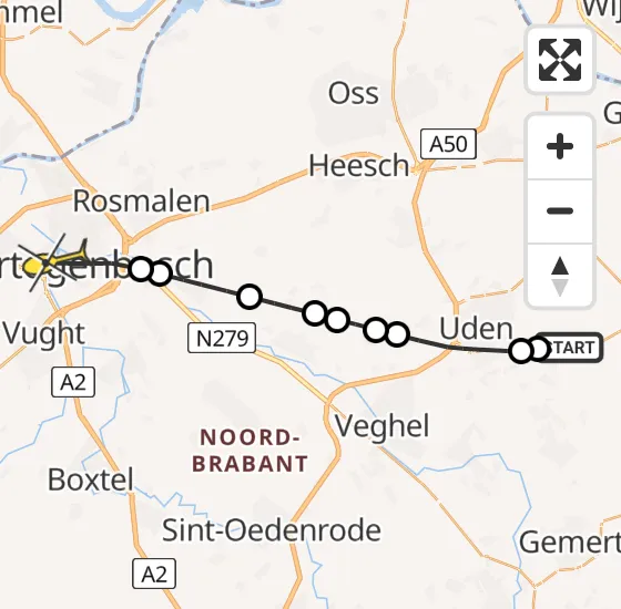 Vlucht Traumahelikopter PH-LLN van Vliegbasis Volkel naar 's-Hertogenbosch op zaterdag 11 mei 2024 19:32
