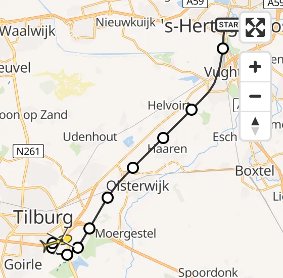 Vlucht Traumahelikopter PH-LLN van 's-Hertogenbosch naar Tilburg op zaterdag 11 mei 2024 20:05