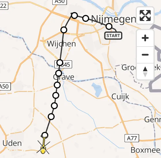 Vlucht Traumahelikopter PH-LLN van Radboud Universitair Medisch Centrum naar Vliegbasis Volkel op zondag 12 mei 2024 5:26