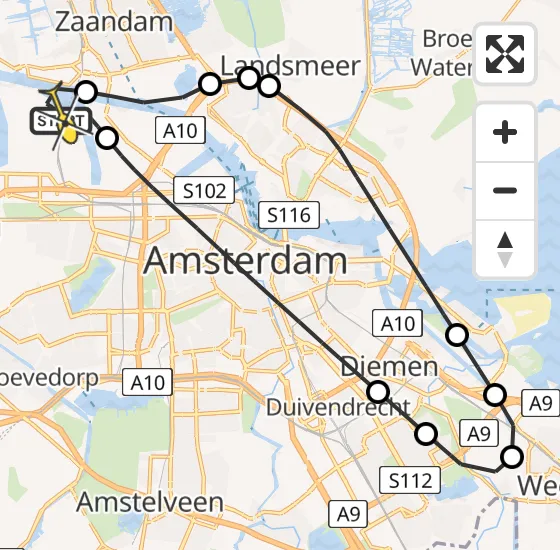 Vlucht Traumahelikopter PH-TTR van Amsterdam Heliport naar Amsterdam Heliport op zondag 12 mei 2024 8:58
