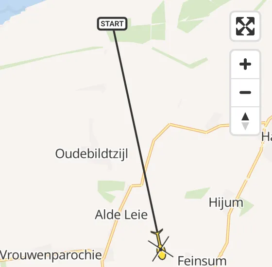 Vlucht Ambulancehelikopter PH-OOP van Marrum naar Feinsum op zondag 12 mei 2024 11:55