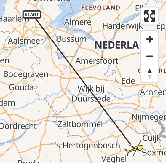 Vlucht Traumahelikopter PH-TTR van Amsterdam Heliport naar Volkel op zondag 12 mei 2024 14:25