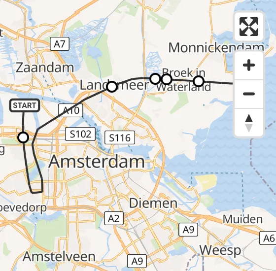 Vlucht Traumahelikopter PH-TTR van Amsterdam Heliport naar Uitdam op zondag 12 mei 2024 15:03