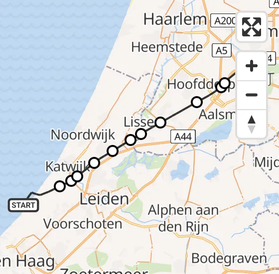 Vlucht Politiehelikopter PH-PXX van Wassenaar naar Schiphol op zondag 12 mei 2024 16:33