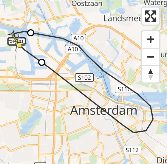 Vlucht Traumahelikopter PH-TTR van Amsterdam Heliport naar Amsterdam Heliport op zondag 12 mei 2024 18:39