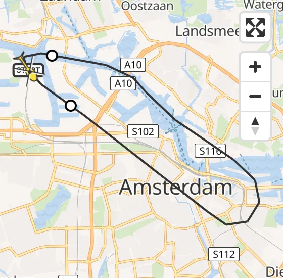 Vlucht Traumahelikopter PH-TTR van Amsterdam Heliport naar Amsterdam Heliport op zondag 12 mei 2024 20:39