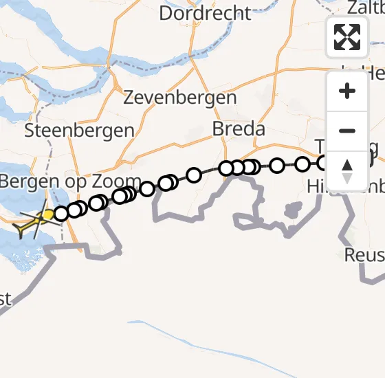 Vlucht Traumahelikopter PH-LLN van Tilburg naar Rilland op zondag 12 mei 2024 19:19