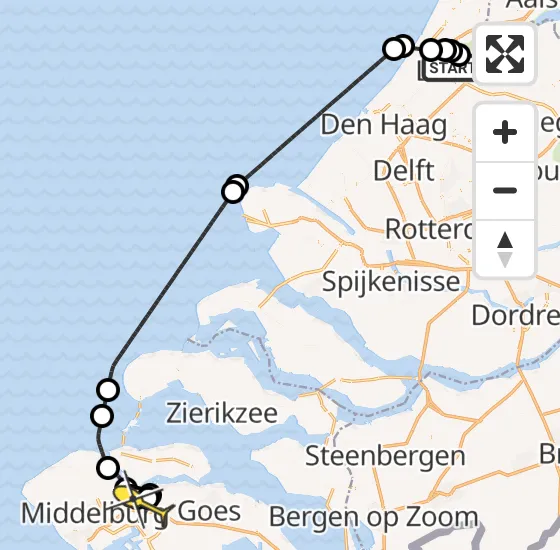 Vlucht Kustwachthelikopter PH-NCG van Leiden naar Vliegveld Midden-Zeeland op zondag 12 mei 2024 19:53