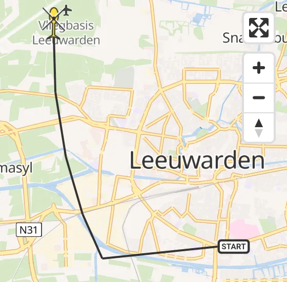 Vlucht Ambulancehelikopter PH-OOP van Leeuwarden naar Vliegbasis Leeuwarden op maandag 13 mei 2024 8:14