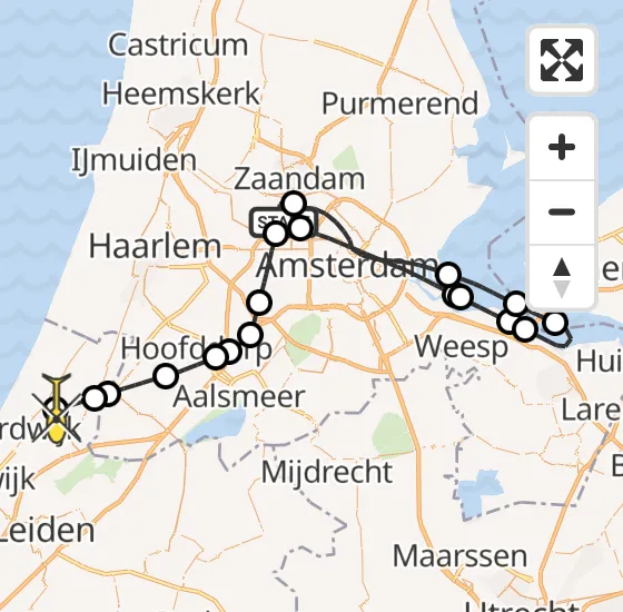 Vlucht Traumahelikopter PH-TTR van Amsterdam Heliport naar Noordwijkerhout op maandag 13 mei 2024 8:29
