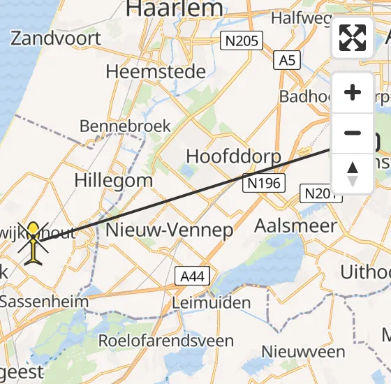 Vlucht Politiehelikopter PH-PXX van Schiphol naar Noordwijkerhout op maandag 13 mei 2024 9:32
