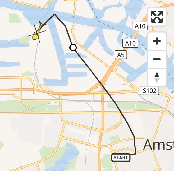 Vlucht Traumahelikopter PH-TTR van Amsterdam naar Amsterdam Heliport op maandag 13 mei 2024 10:05