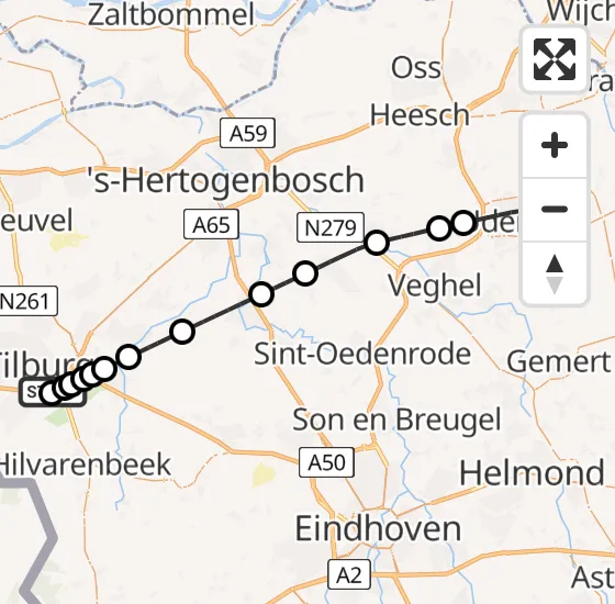 Vlucht Traumahelikopter PH-LLN van Tilburg naar Vliegbasis Volkel op maandag 13 mei 2024 10:17