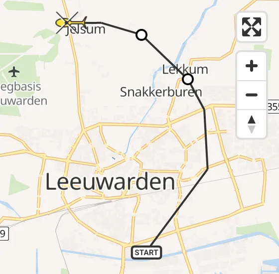 Vlucht Ambulancehelikopter PH-OOP van Leeuwarden naar Vliegbasis Leeuwarden op maandag 13 mei 2024 10:54