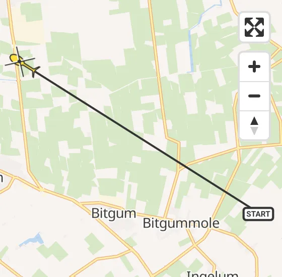 Vlucht Ambulancehelikopter PH-OOP van Bitgummole naar St.-Annaparochie op maandag 13 mei 2024 11:19