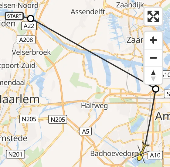 Vlucht Politiehelikopter PH-PXY van Velsen-Noord naar Amsterdam op maandag 13 mei 2024 11:28
