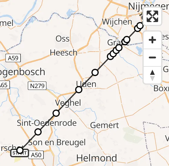 Vlucht Traumahelikopter PH-LLN van Oirschot naar Radboud Universitair Medisch Centrum op maandag 13 mei 2024 11:49