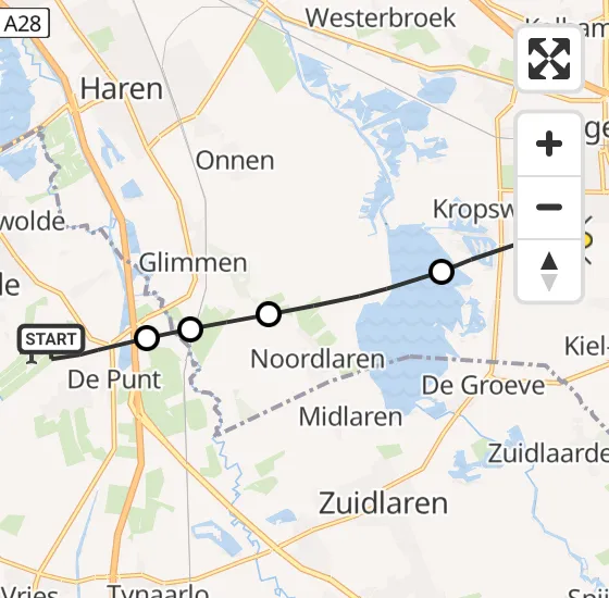 Vlucht Traumahelikopter PH-MAA van Groningen Airport Eelde naar Kropswolde op maandag 13 mei 2024 12:42