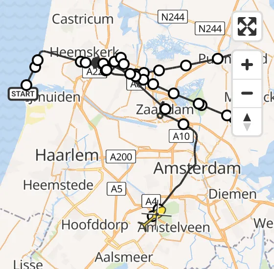 Vlucht Politiehelikopter PH-PXF van IJmuiden naar Schiphol op maandag 13 mei 2024 13:44