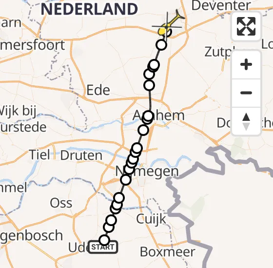 Vlucht Traumahelikopter PH-LLN van Vliegbasis Volkel naar Apeldoorn op maandag 13 mei 2024 14:37